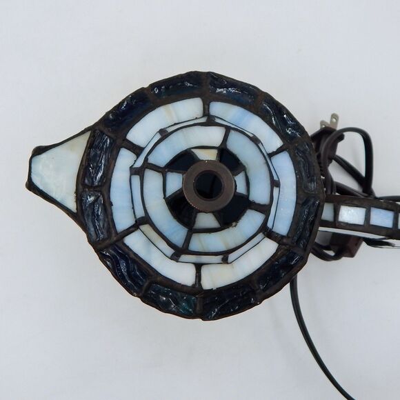 Stained Glass Coffee Tea Pot Accent Lamp Tulips 9 Inch Tiffany Style - Picture 11 of 11